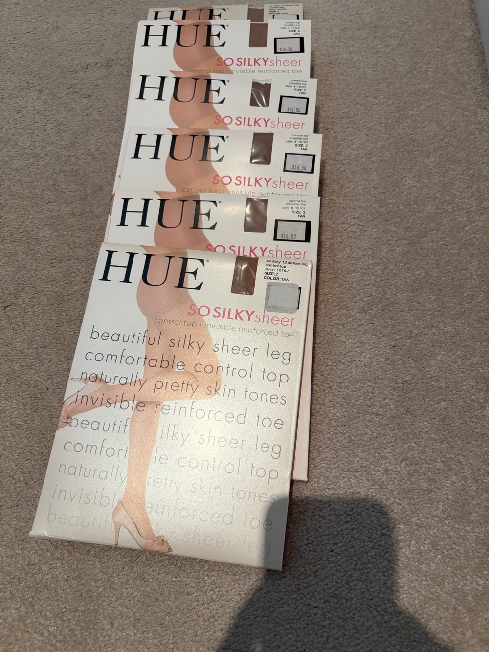 Package of 6 HUE So Silky Sheer Hosiery - Tan